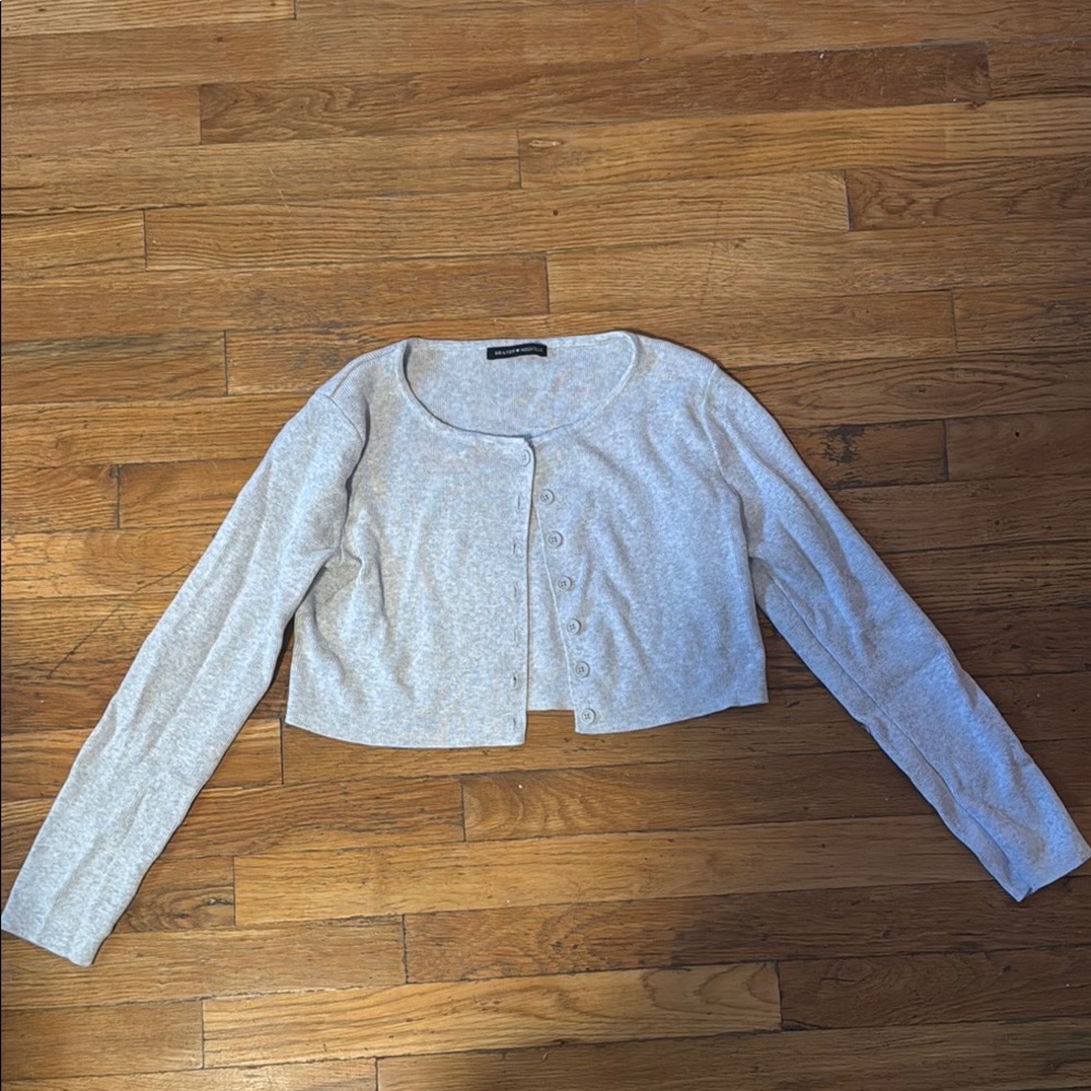 Gray Cropped Cardigan